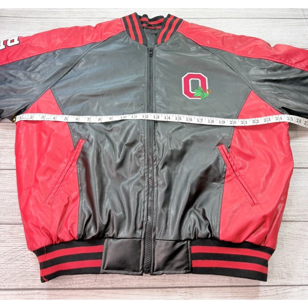 Ohio State Buckeyes Mens Vintage Steve & Barry Faux Leather Bomber Jacket Size M - Picture 3 of 10